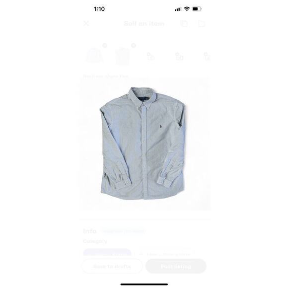 Polo Ralph Lauren Men’s Blue White Striped Button Up Shirt Long Sleeve Size XXL - Picture 7 of 9